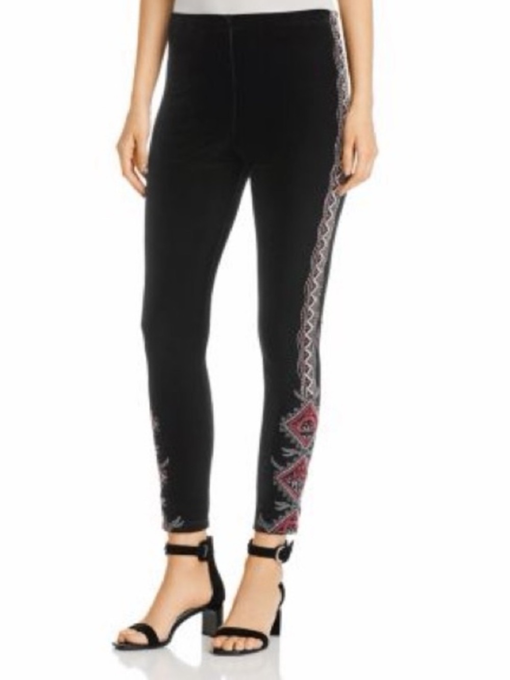 Johnny Was velvet embroidered leggings